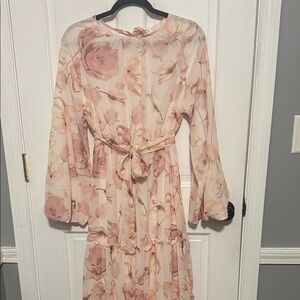 Floral Chiffon Dress with Belt